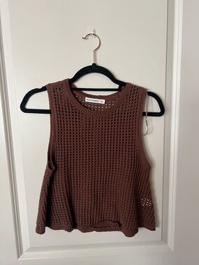 moon & madison Brown Crochet Tank Top